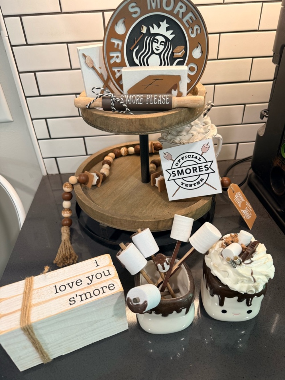 S’Mores Tiered Tray Decor Bundle Coffee Bar Farmhouse Rustic - Picture 3 of 3